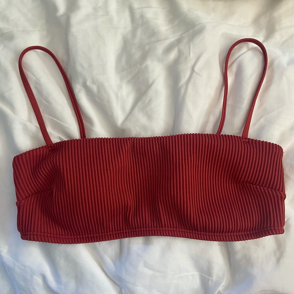 Hollister Co. Red/Burgundy Ribbed Swimsuit Bikini Top